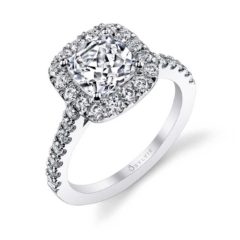 "Jacalyn" Cushion Halo Diamond Engagement Ring