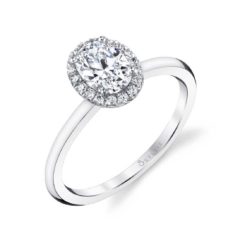 "Elsie" Oval Halo Diamond Engagement Ring