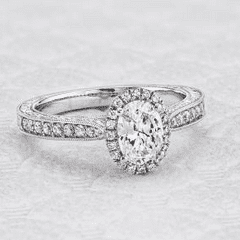 "Vintage Inspired" Oval Halo Diamond Engagement Ring