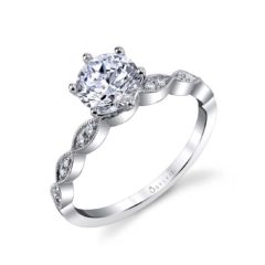 "Chanelle" Vintage Inspired Stackable Diamond Engagement Ring