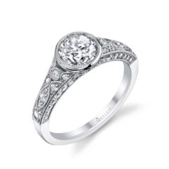 "Barbara" Vintage Bezel Set Diamond Engagement Ring